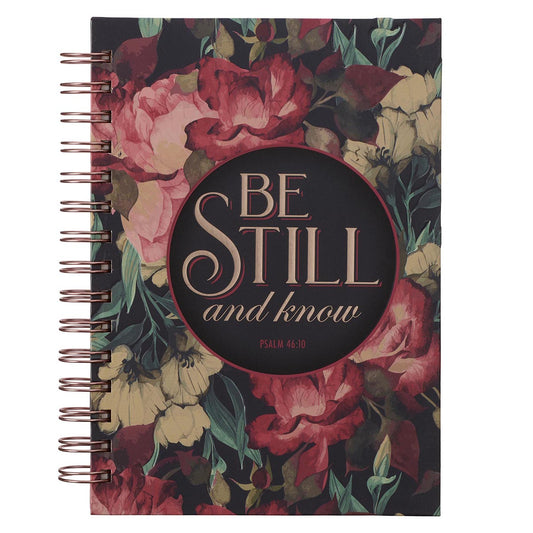 Be Still Vintage Floral Large Wirebound Journal - Psalm 46:10 - The Christian Gift Company