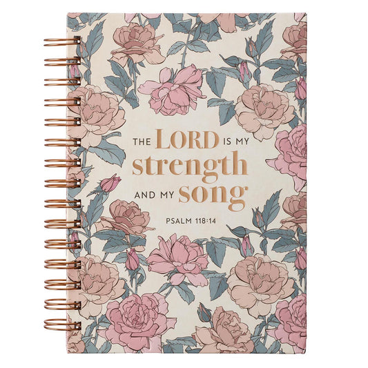 My Strength and My Song Pink Rose Wirebound Journal - Psalm 118:14 - The Christian Gift Company