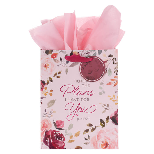 The Plans I Have for You Plum Floral Medium Gift Bag – Jeremiah 29:11 - The Christian Gift Company