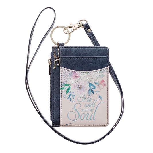 Well With My Soul Hymn Soft Pink and Blue Faux Leather ID Card Holder - The Christian Gift Company