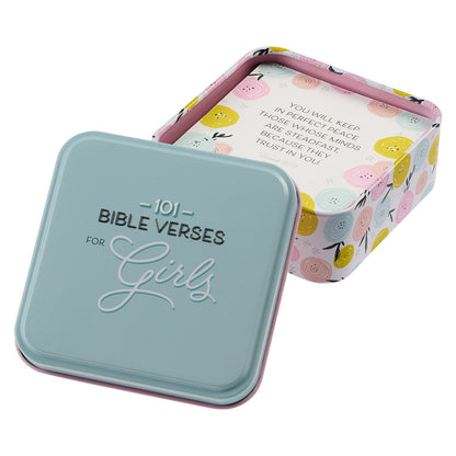 101 Bible Verses For Girls Blue Scripture Cards in a Tin - The Christian Gift Company