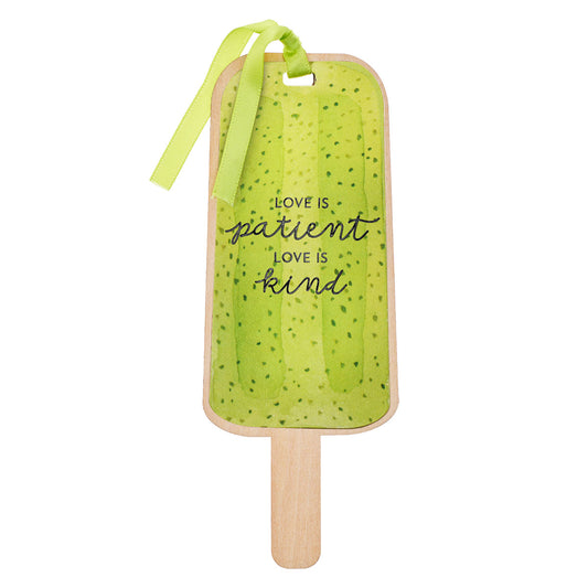 Love is Patient Lime Green Lolly Stick Wood Bookmark - 1 Corinthians 13:4 - The Christian Gift Company