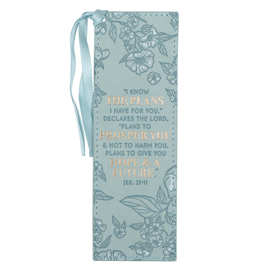 Plans to Prosper You Teal Faux Leather Bookmark – Jeremiah 29:11 - The Christian Gift Company