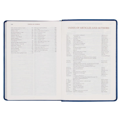 Navy Blue Faux Leather Spiritual Growth Bible - The Christian Gift Company