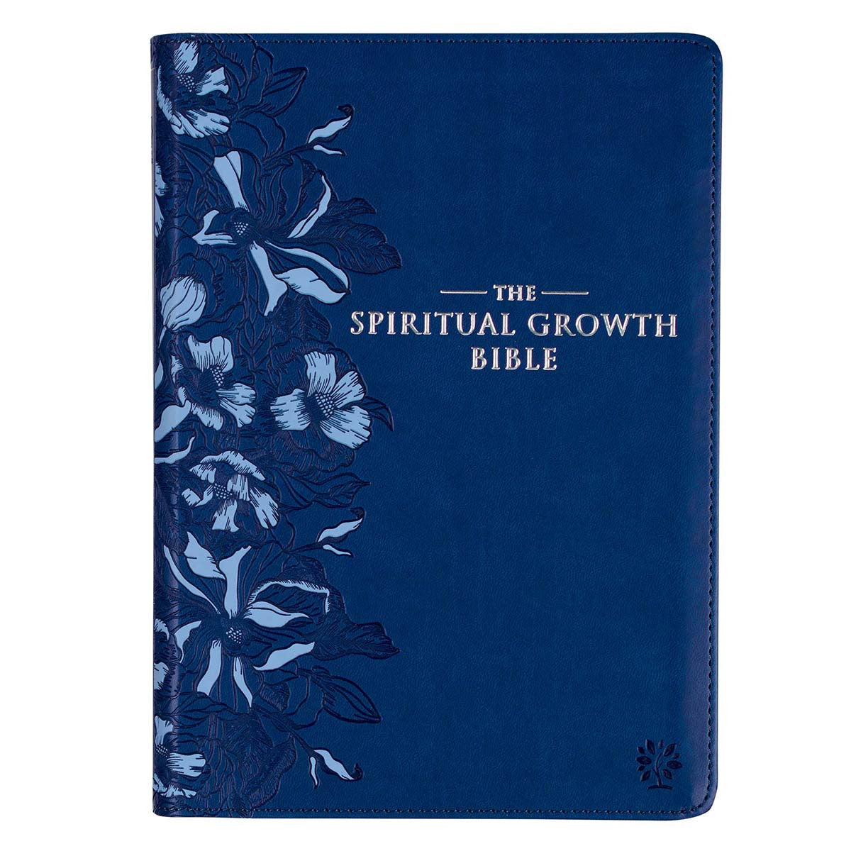 Navy Blue Faux Leather Spiritual Growth Bible - The Christian Gift Company