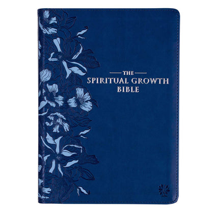 Navy Blue Faux Leather Spiritual Growth Bible - The Christian Gift Company