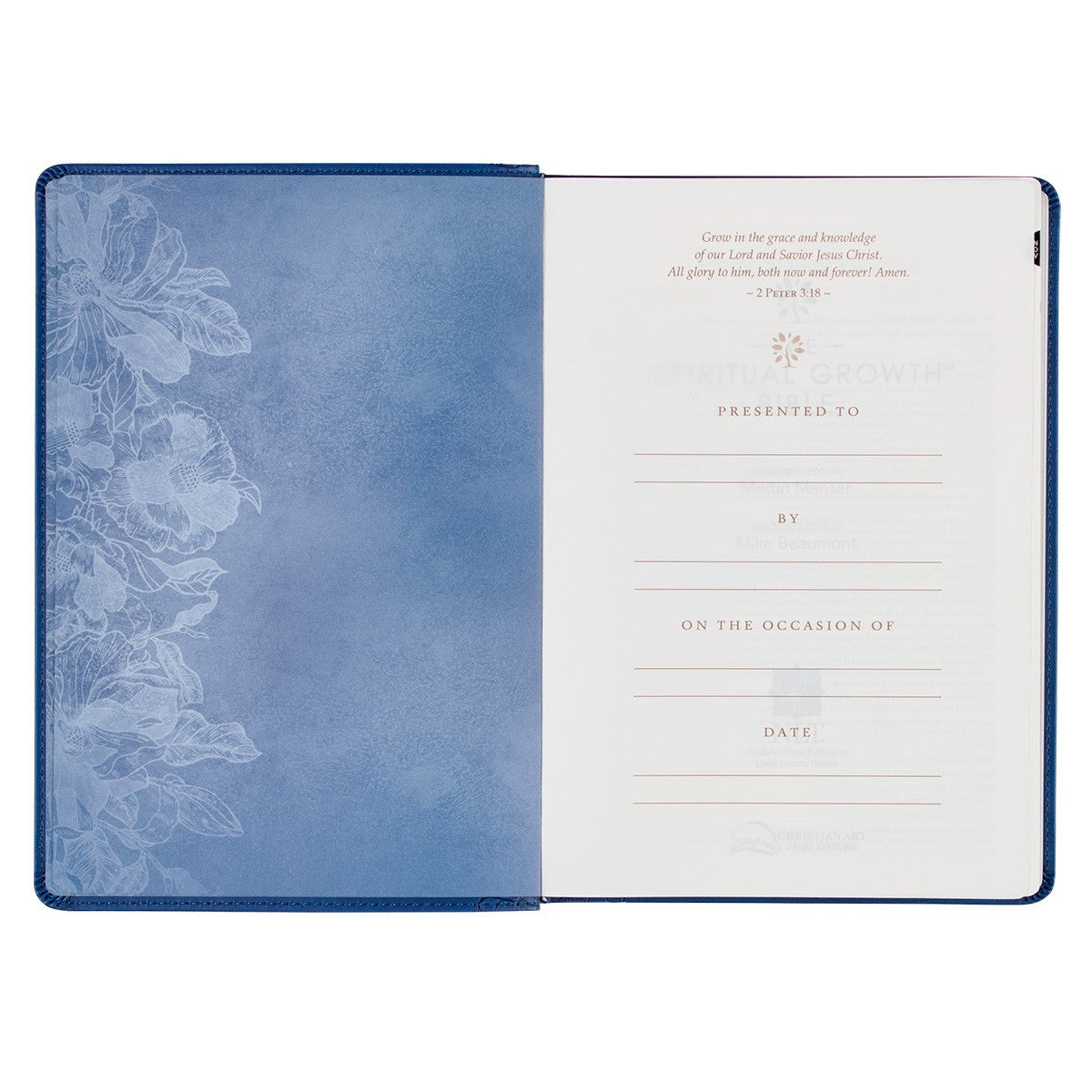 Navy Blue Faux Leather Spiritual Growth Bible - The Christian Gift Company