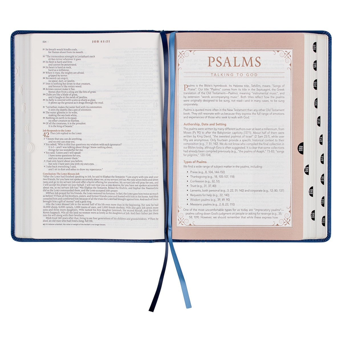 Navy Blue Faux Leather Spiritual Growth Bible - The Christian Gift Company
