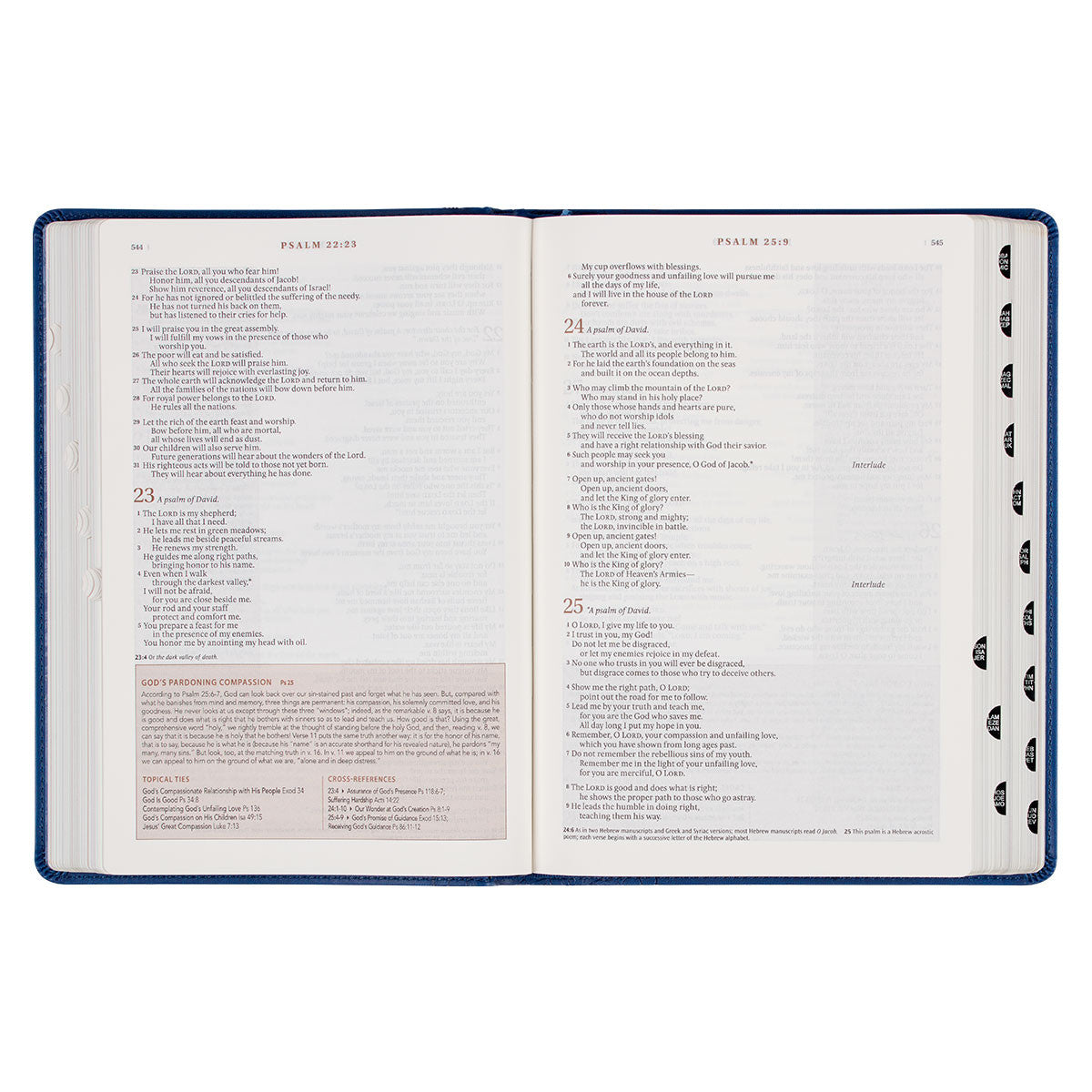 Navy Blue Faux Leather Spiritual Growth Bible - The Christian Gift Company