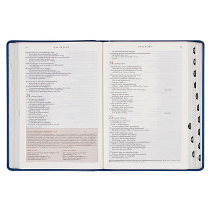 Navy Blue Faux Leather Spiritual Growth Bible - The Christian Gift Company