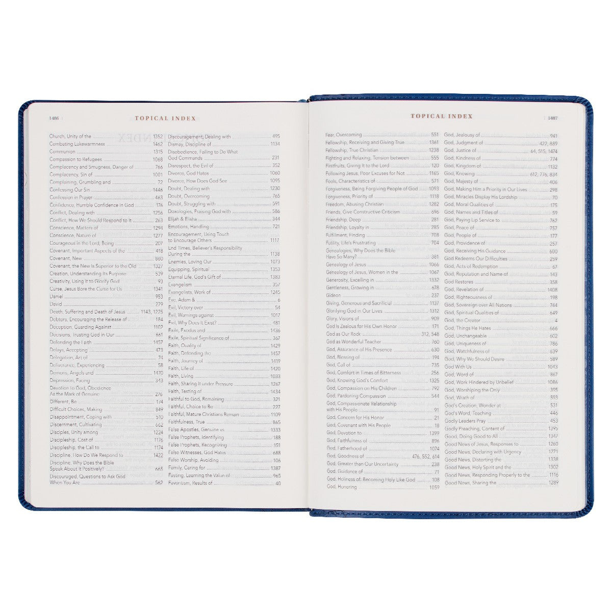 Navy Blue Faux Leather Spiritual Growth Bible - The Christian Gift Company