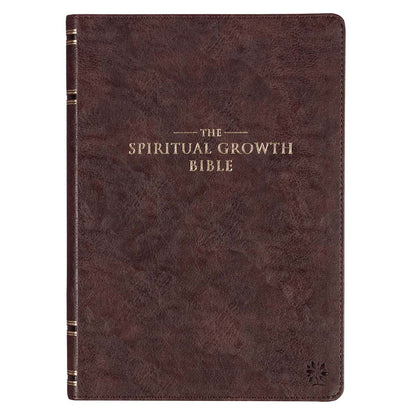 Espresso Brown Faux Leather Spiritual Growth Bible - The Christian Gift Company