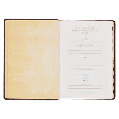 Espresso Brown Faux Leather Spiritual Growth Bible - The Christian Gift Company