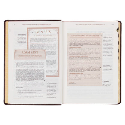 Espresso Brown Faux Leather Spiritual Growth Bible - The Christian Gift Company