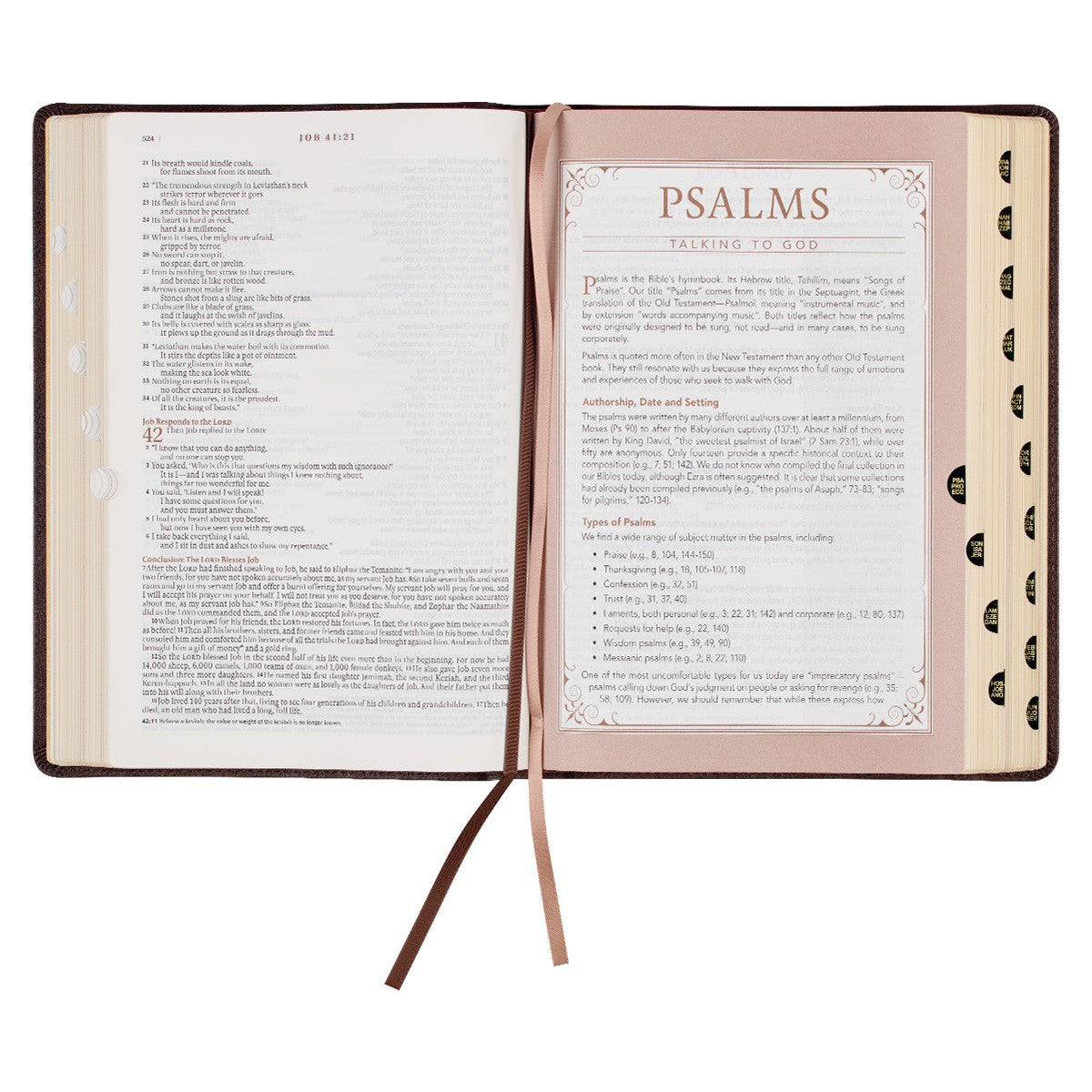 Espresso Brown Faux Leather Spiritual Growth Bible - The Christian Gift Company