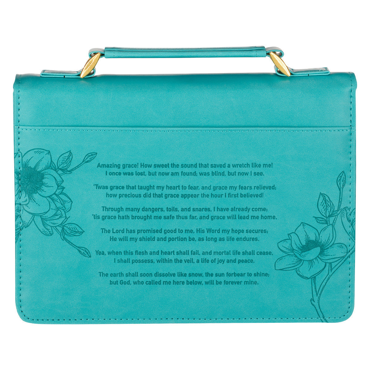 Amazing Grace Floral Teal Faux Leather Fashion Bible Cover - The Christian Gift Company