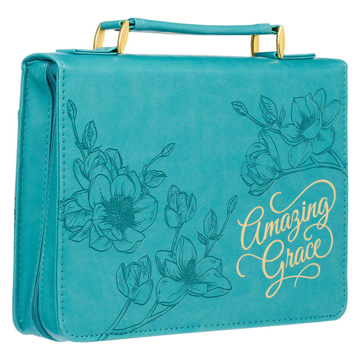 Amazing Grace Floral Teal Faux Leather Fashion Bible Cover - The Christian Gift Company