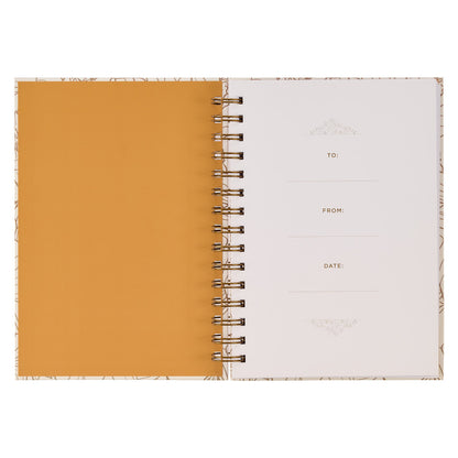 Give Thanks White and Gold Wirebound Journal - Psalm 106:1 - The Christian Gift Company