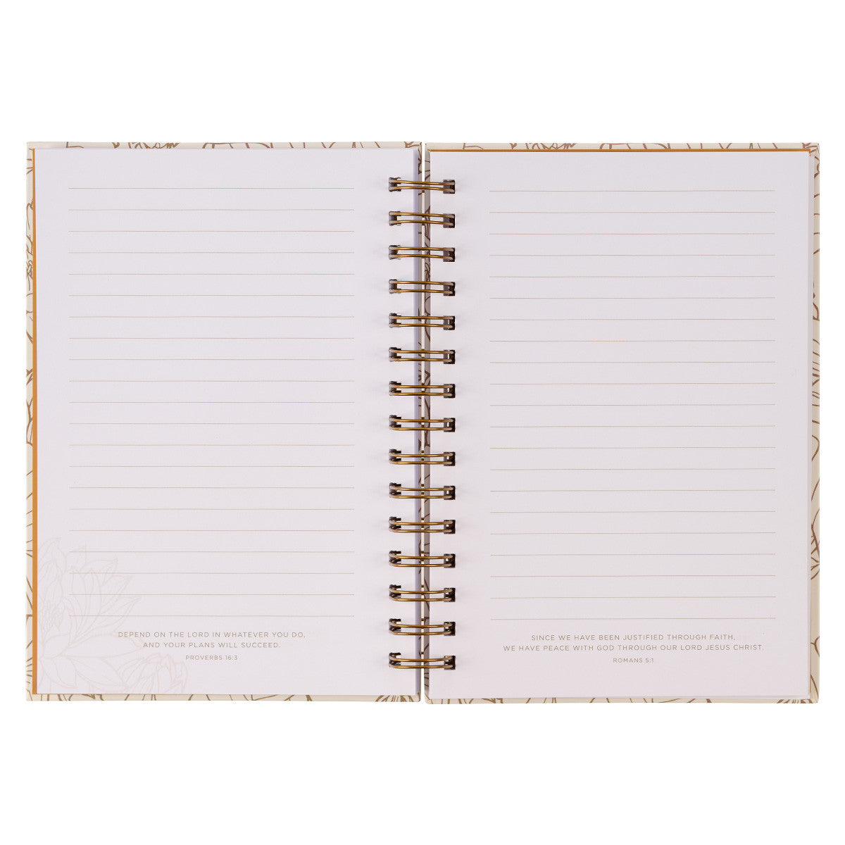 Give Thanks White and Gold Wirebound Journal - Psalm 106:1 - The Christian Gift Company