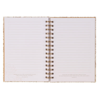 Give Thanks White and Gold Wirebound Journal - Psalm 106:1 - The Christian Gift Company