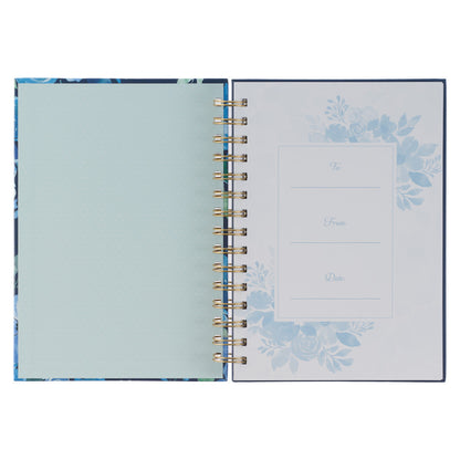 Be Still & Know Blue Floral Large Wirebound Journal - Psalm 46:10 - The Christian Gift Company
