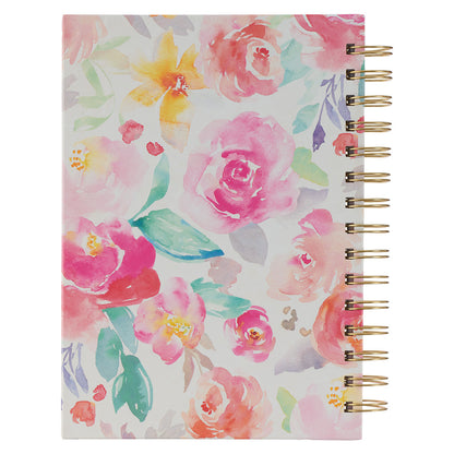 All Things Through Christ Multi-coloured Floral Large Wirebound Journal - Philippians 4:13 - The Christian Gift Company