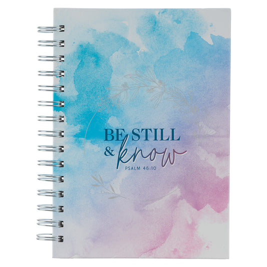 Be Still & Know Pink and Blue Watercolour Large Wirebound Journal - Psalm 46:10 - The Christian Gift Company