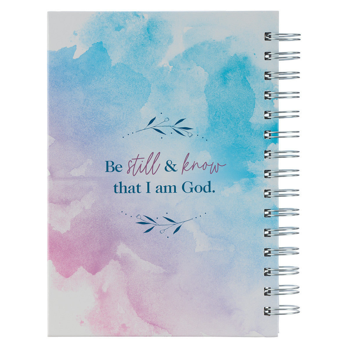 Be Still & Know Pink and Blue Watercolour Large Wirebound Journal - Psalm 46:10 - The Christian Gift Company