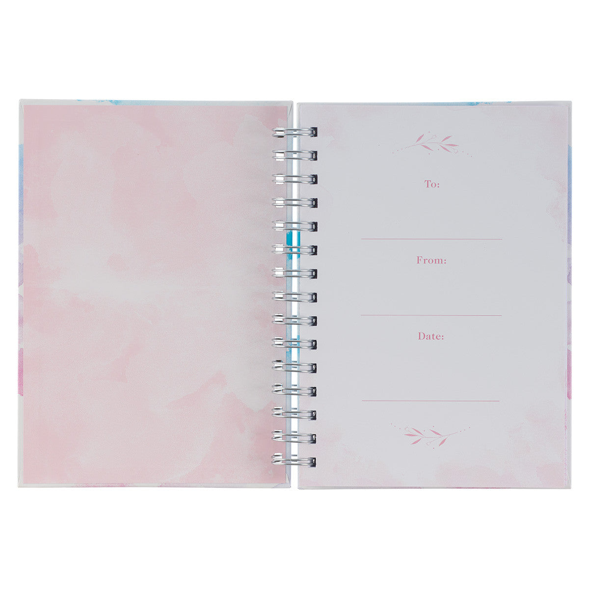 Be Still & Know Pink and Blue Watercolour Large Wirebound Journal - Psalm 46:10 - The Christian Gift Company