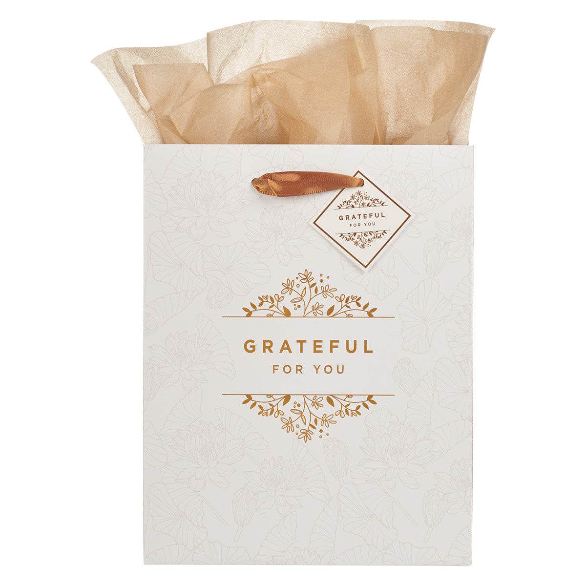 Grateful For You White and Gold Medium Gift Bag - The Christian Gift Company