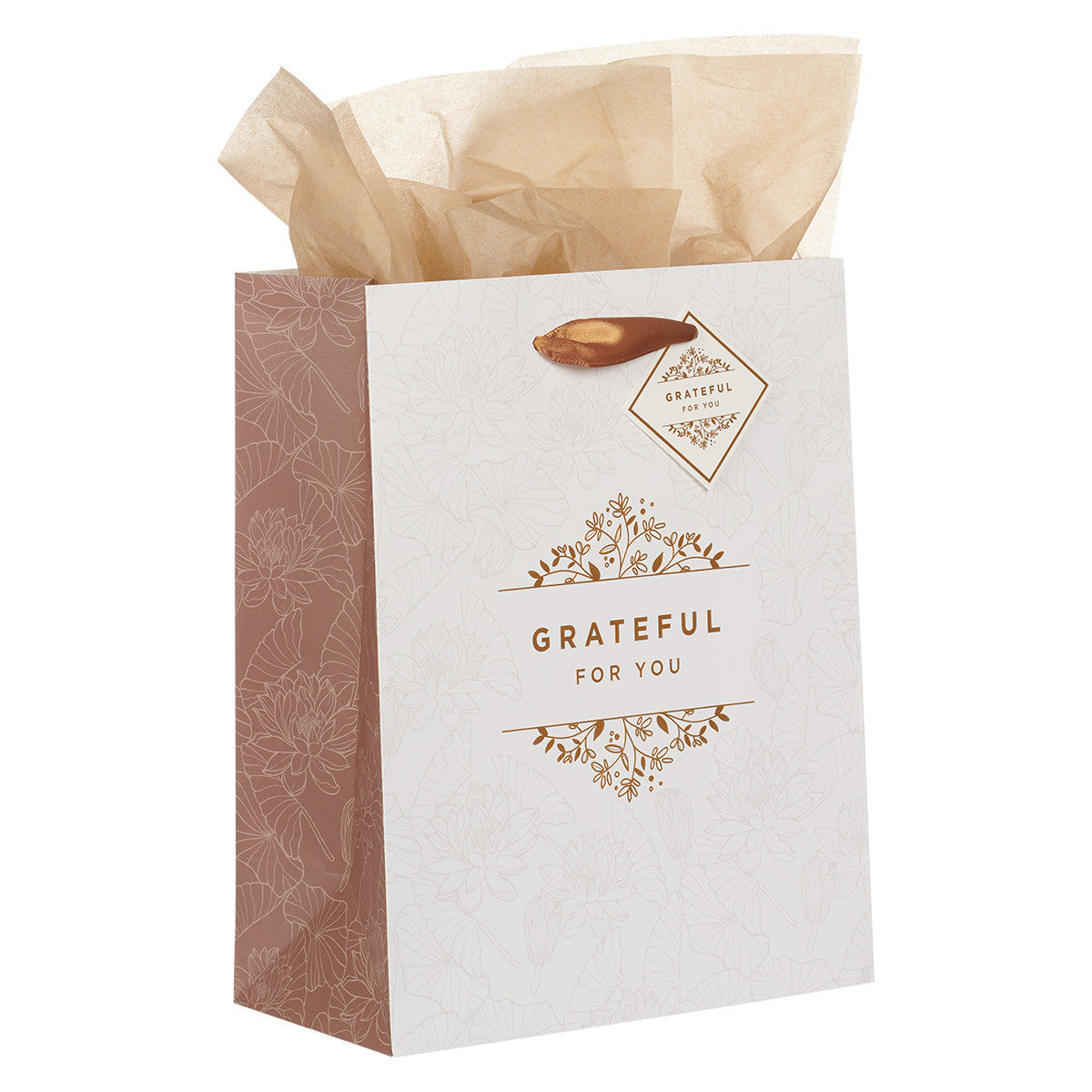 Grateful For You White and Gold Medium Gift Bag - The Christian Gift Company