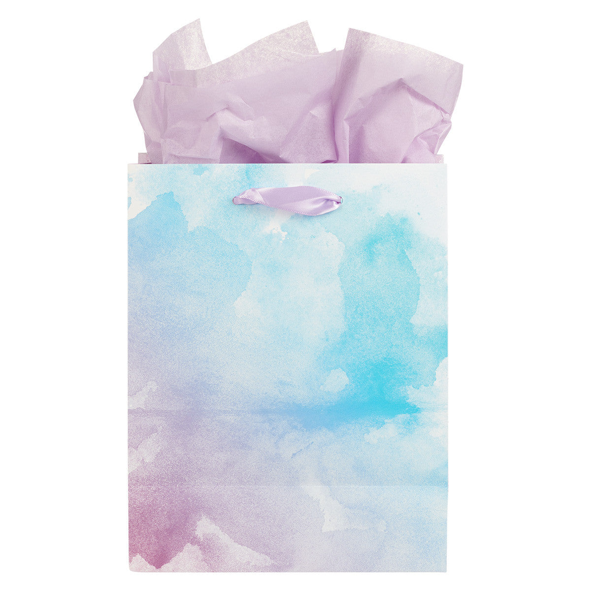 Be Still & Know Lilac and Blue Watercolour Medium Gift Bag - Psalm 46:10 - The Christian Gift Company