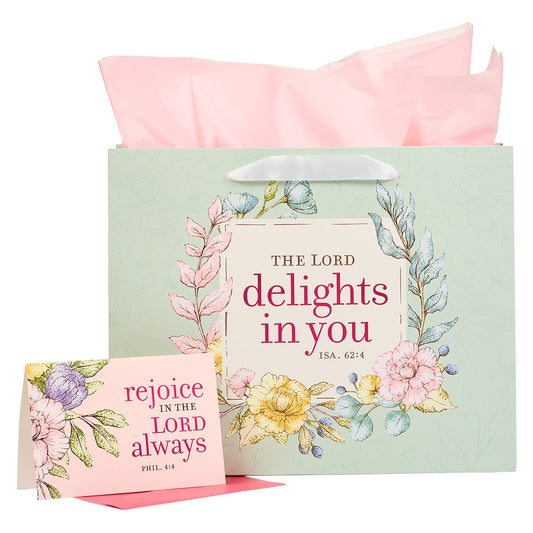 The LORD Delights in You Large Landscape Gift Bag - Isaiah 62:4 - The Christian Gift Company
