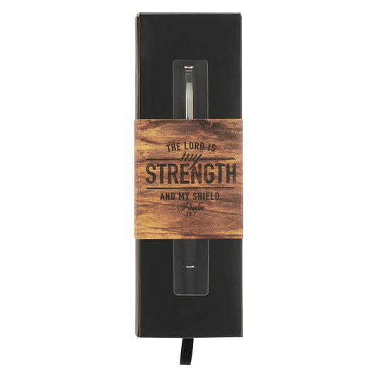 My Strength Black Classic Gift Pen - Psalm 28:7 - The Christian Gift Company