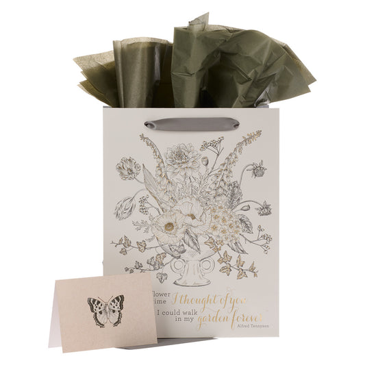 Garden Notes Grey Flowerpot Large Portrait Gift Bag and Card Set - The Christian Gift Company