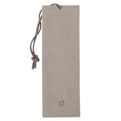 Never Give Up Grey Faux Leather Bookmark - The Christian Gift Company