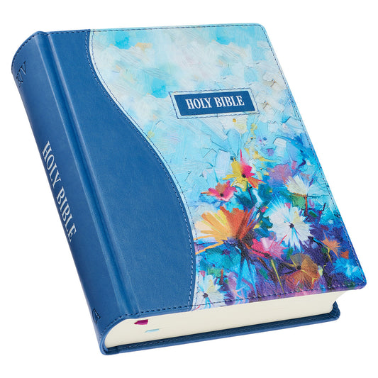 Blue Floral Faux Leather Hardcover Note-taking Bible - The Christian Gift Company