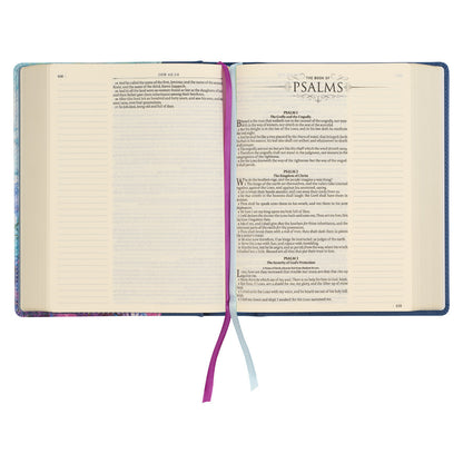 Blue Floral Faux Leather Hardcover Note-taking Bible - The Christian Gift Company