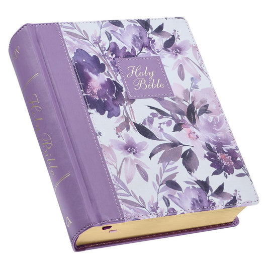 Purple Floral Faux Leather Hardcover Note-taking Bible - The Christian Gift Company