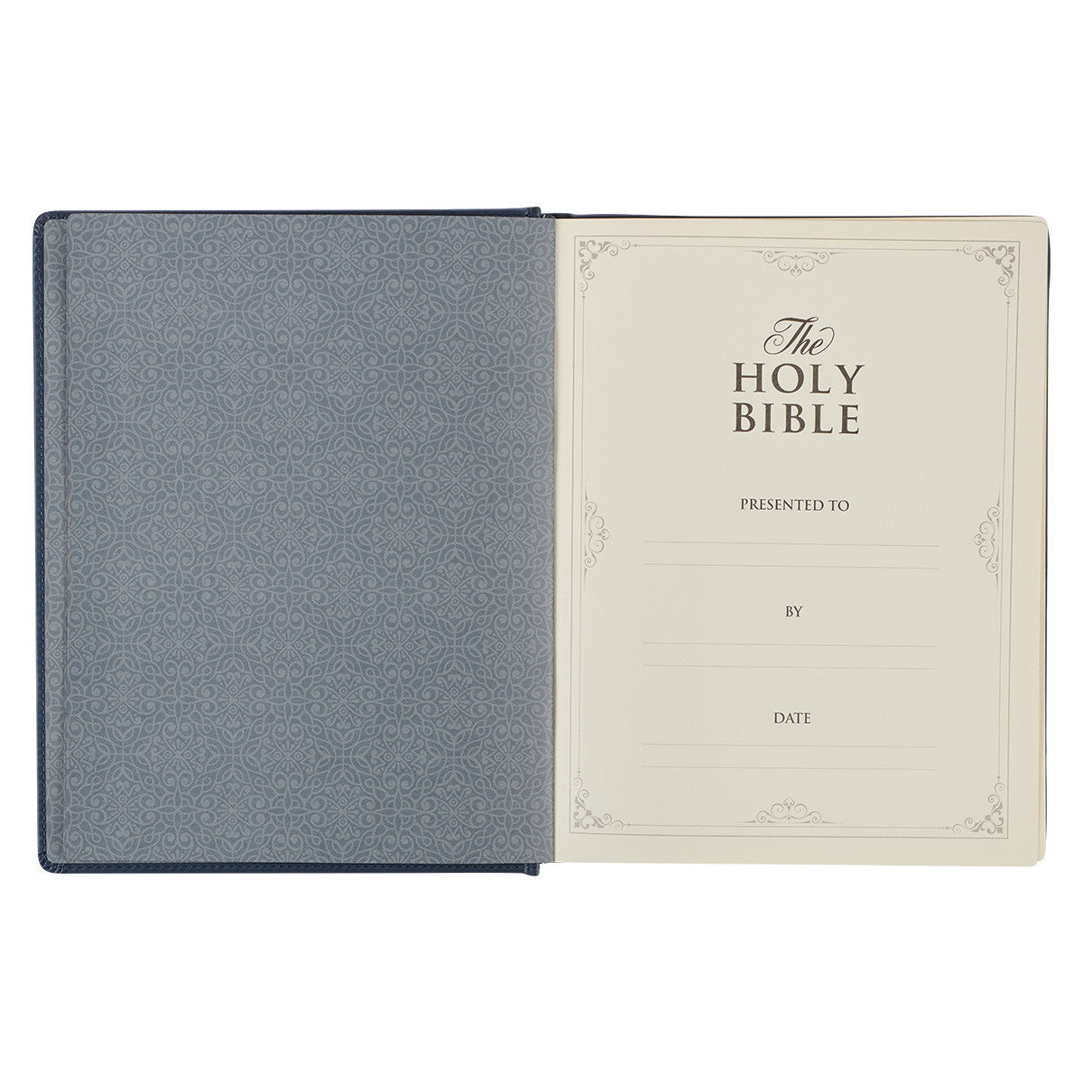 Navy Blue Floral Faux Leather Hardcover Large Print KJV Note-taking Bible - The Christian Gift Company