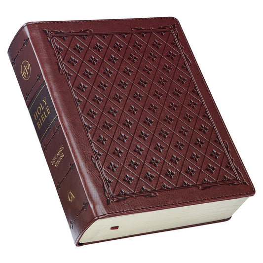 Burgundy Diamond Grid Faux Leather Hardcover Large Print KJV Note-taking Bible - The Christian Gift Company