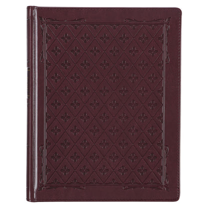 Burgundy Diamond Grid Faux Leather Hardcover Large Print KJV Note-taking Bible - The Christian Gift Company