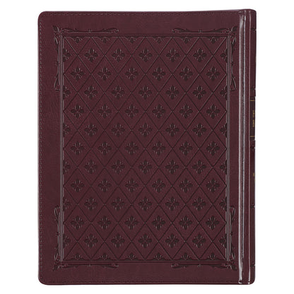 Burgundy Diamond Grid Faux Leather Hardcover Large Print KJV Note-taking Bible - The Christian Gift Company