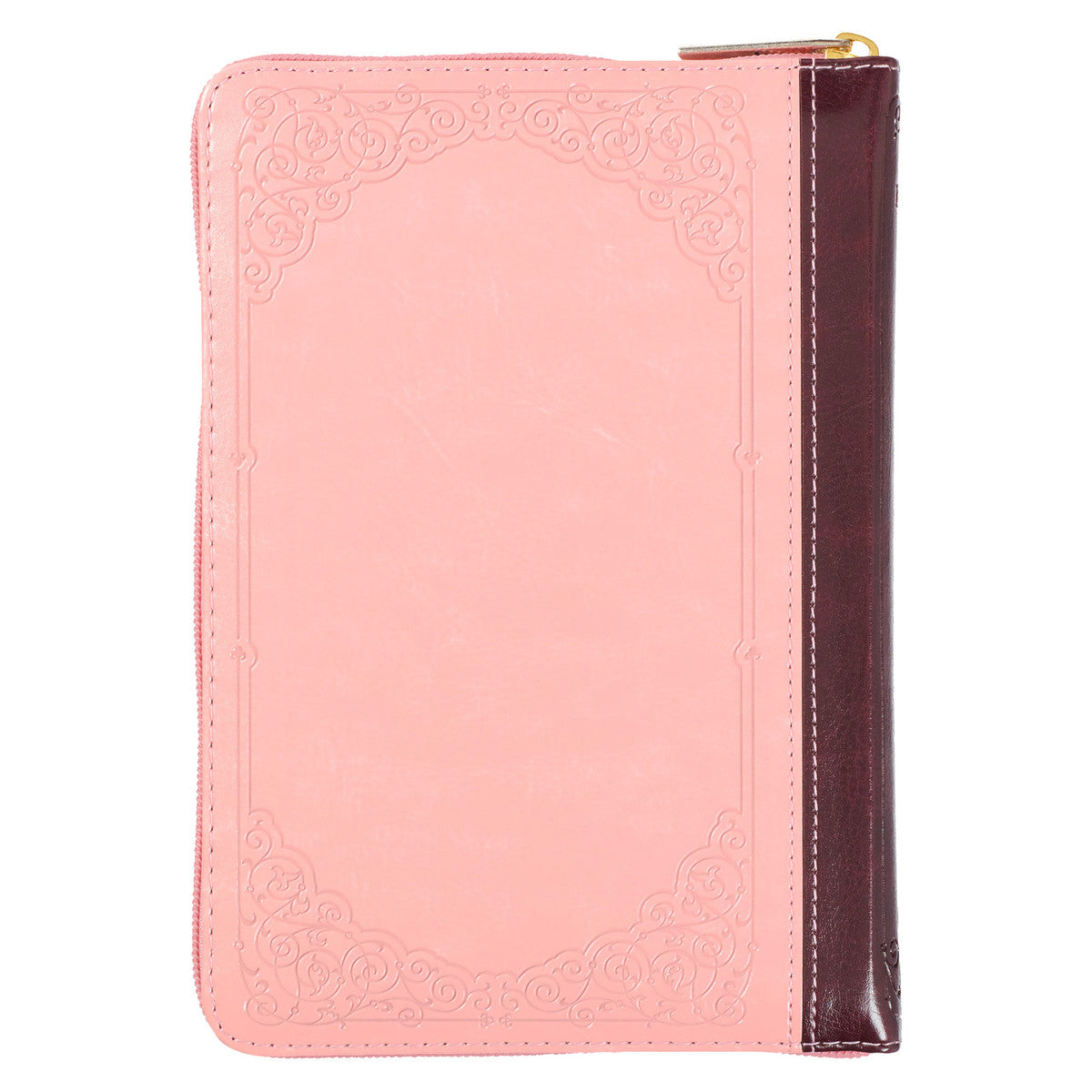 Burgundy and Pink Floral Faux Leather Compact KJV Bible with Zippered Closure - The Christian Gift Company