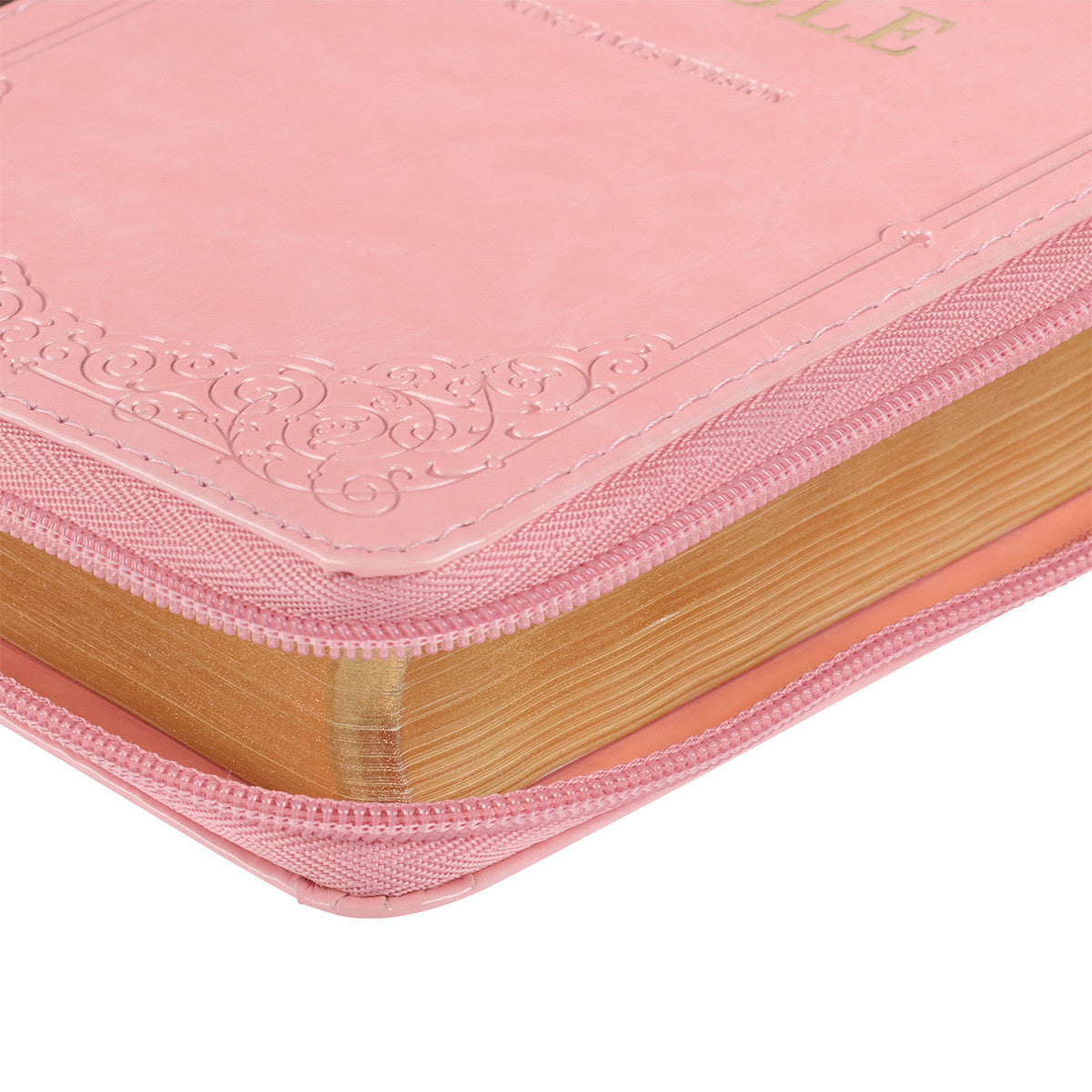 Burgundy and Pink Floral Faux Leather Compact KJV Bible with Zippered Closure - The Christian Gift Company