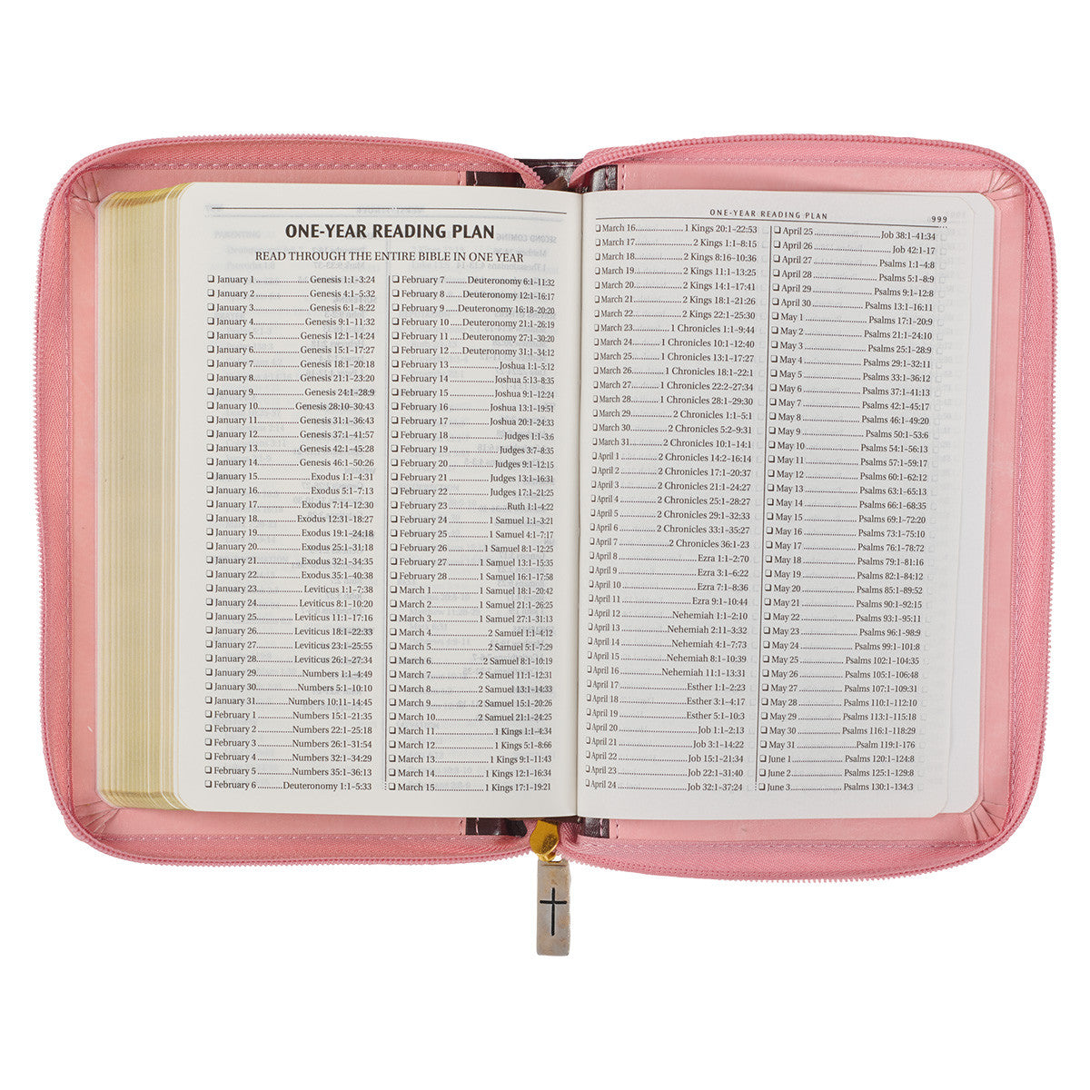 Burgundy and Pink Floral Faux Leather Compact KJV Bible with Zippered Closure - The Christian Gift Company