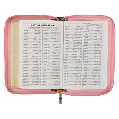 Burgundy and Pink Floral Faux Leather Compact KJV Bible with Zippered Closure - The Christian Gift Company