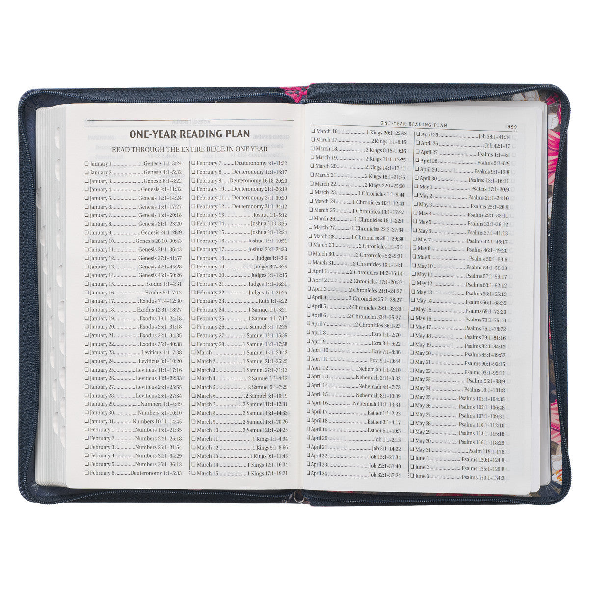 Floral Blue Faux Leather King James Version Deluxe Gift Bible with Thumb Index and Zippered Closure - The Christian Gift Company