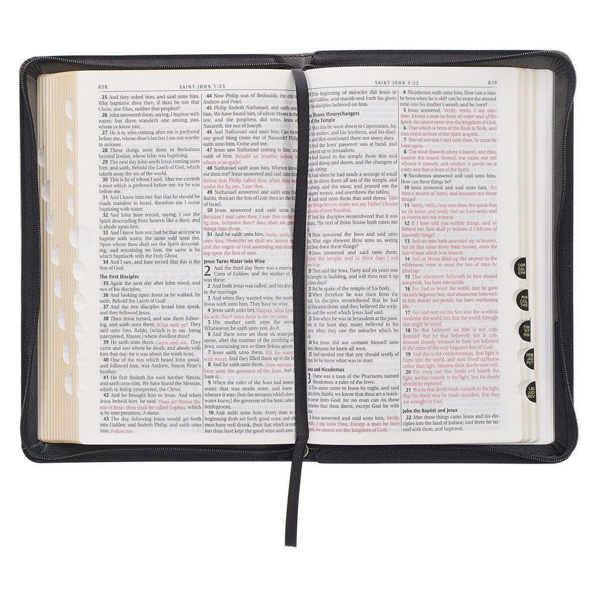 Grey and Black Faux Leather King James Version Deluxe Gift Bible with Thumb Index and Zippered Closure - The Christian Gift Company