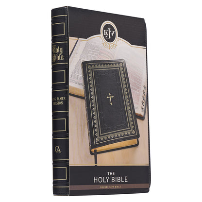 Black Framed Faux Leather King James Version Deluxe Gift Bible with Thumb Index - The Christian Gift Company